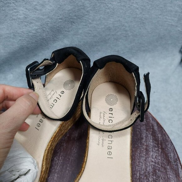 Eric Michael Womens Black Suede Espadrille Wedge Sandals Size 7 - Picture 9 of 13